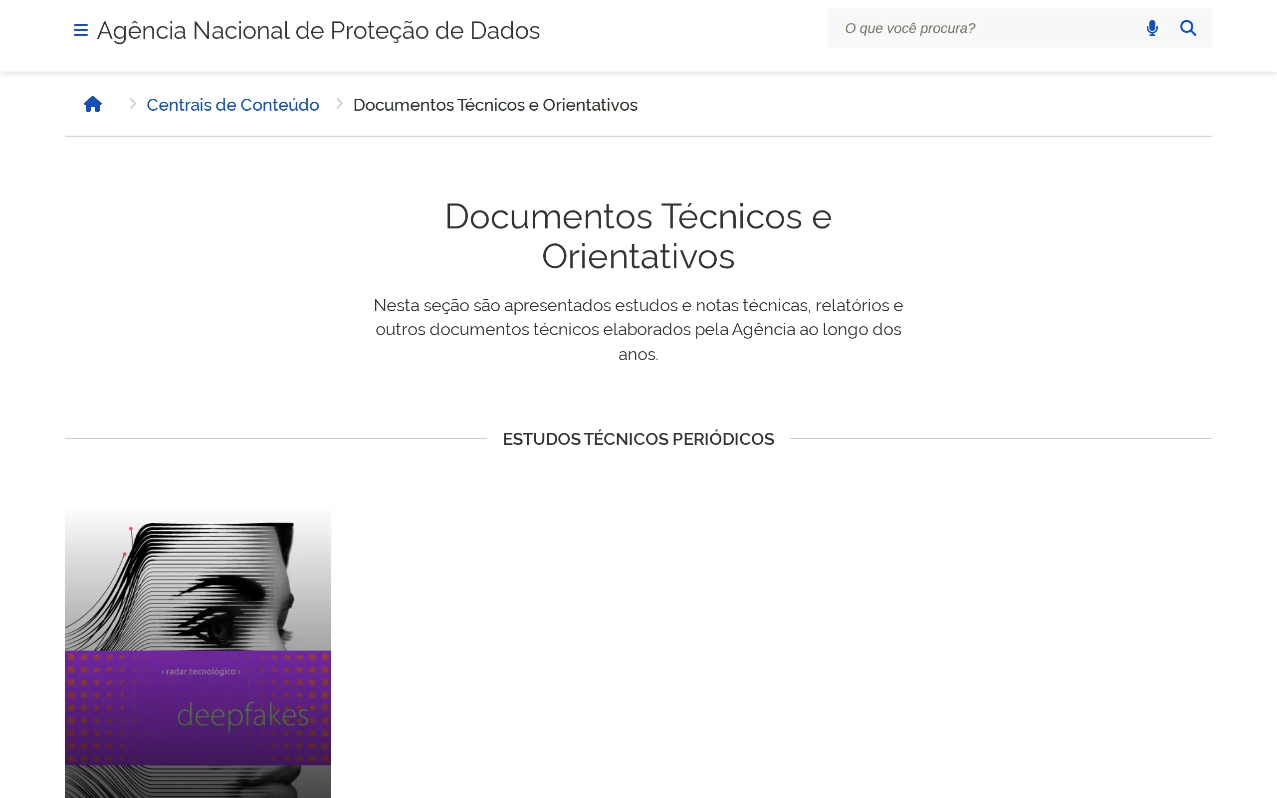 Agência Nacional de Proteção de Dados (ANPD): Documentos Técnicos e Orientativos, capturada em outubro de 2026
