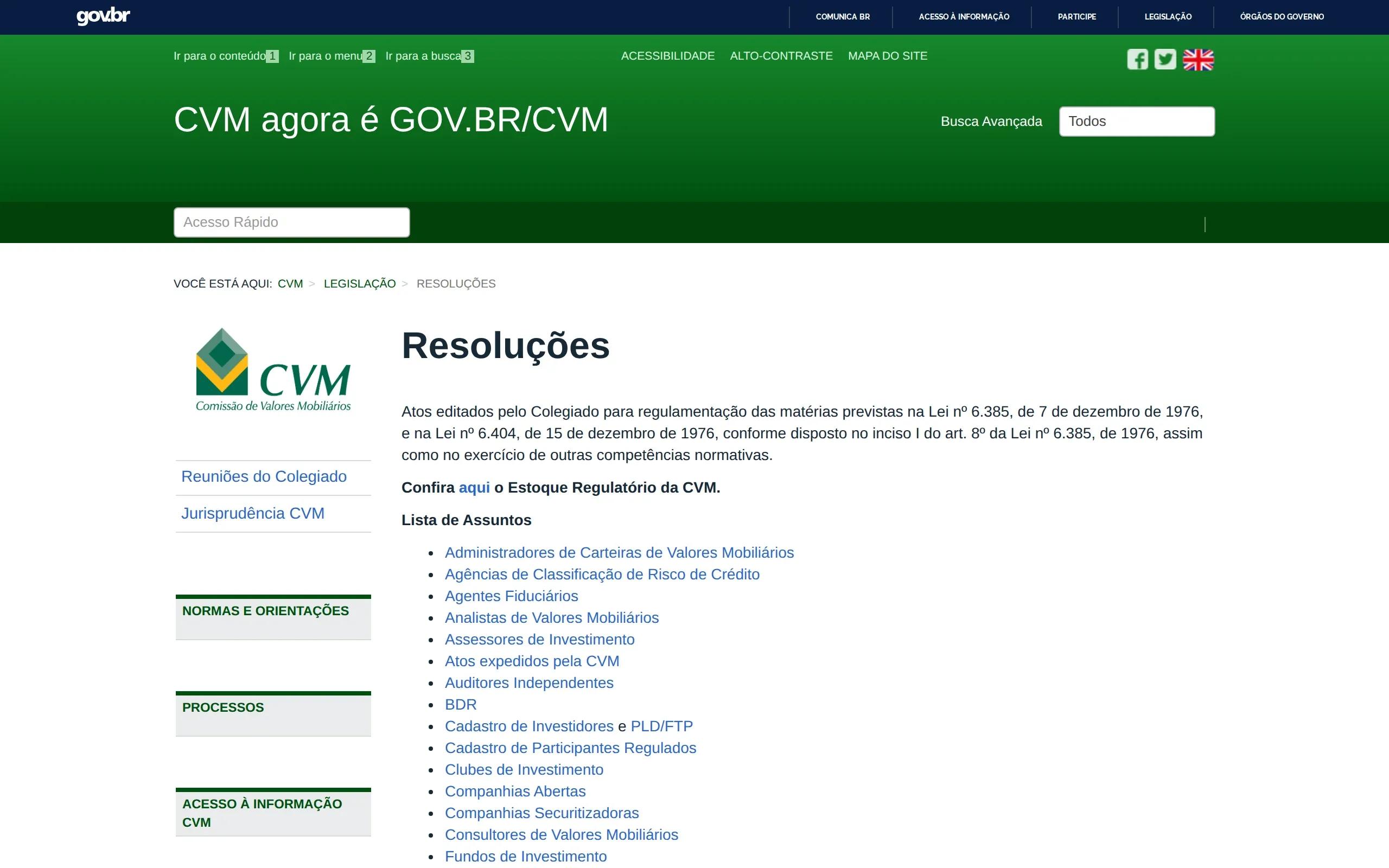 Comissão de Valores Mobiliários (CVM): Resoluções, capturada em outubro de 2026