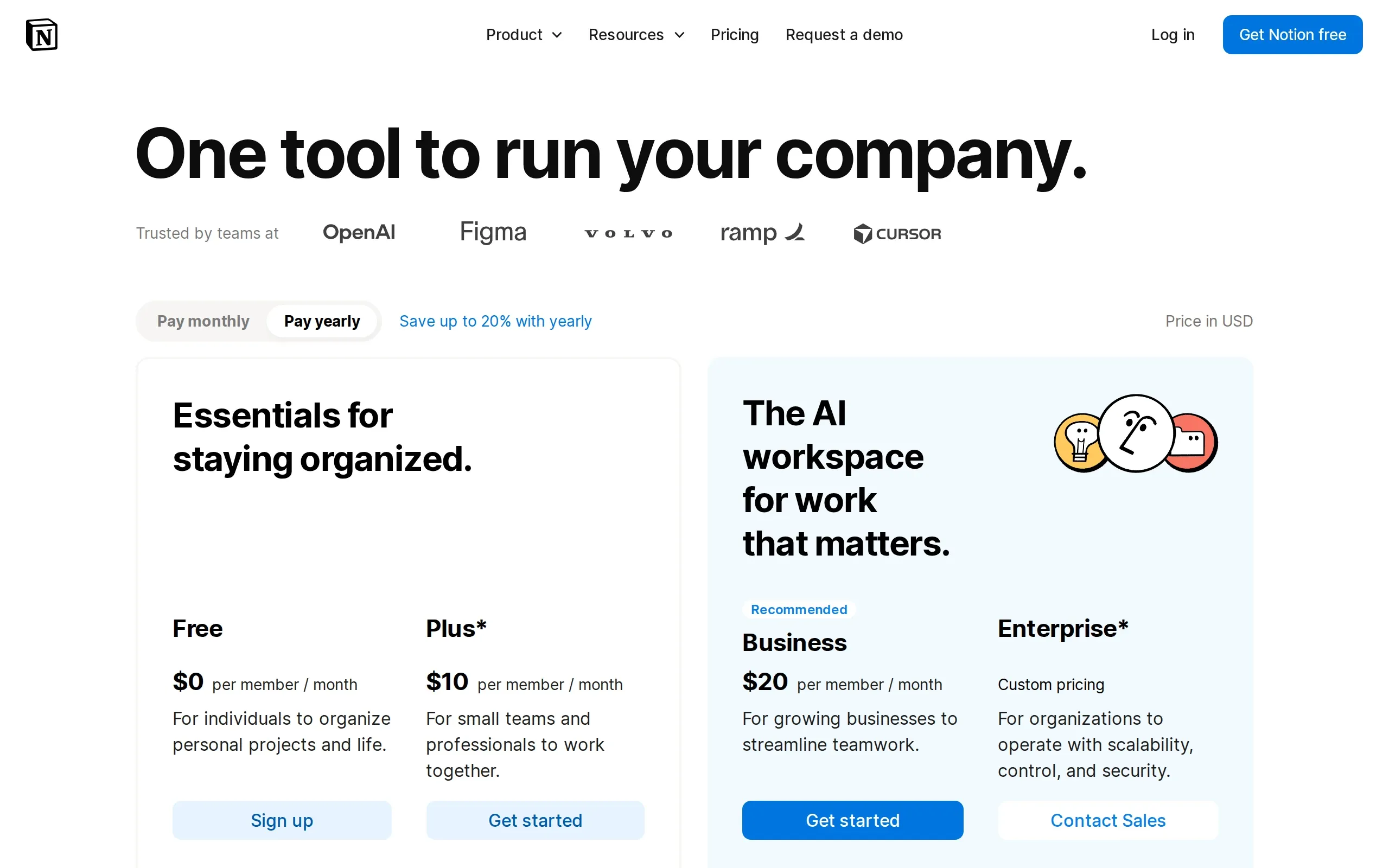Notion: Pricing, captured September 2026