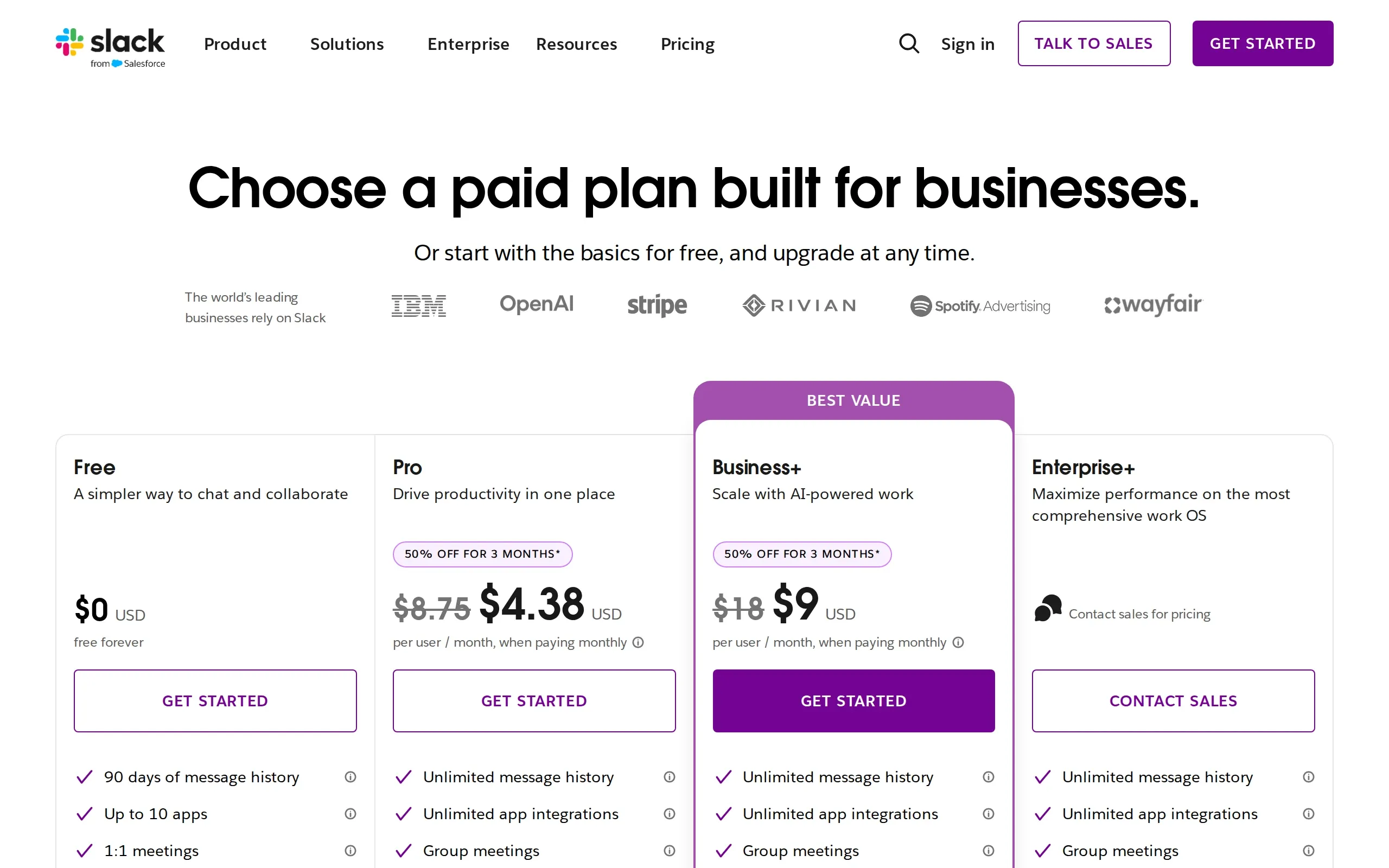 Slack: Pricing, captured September 2026