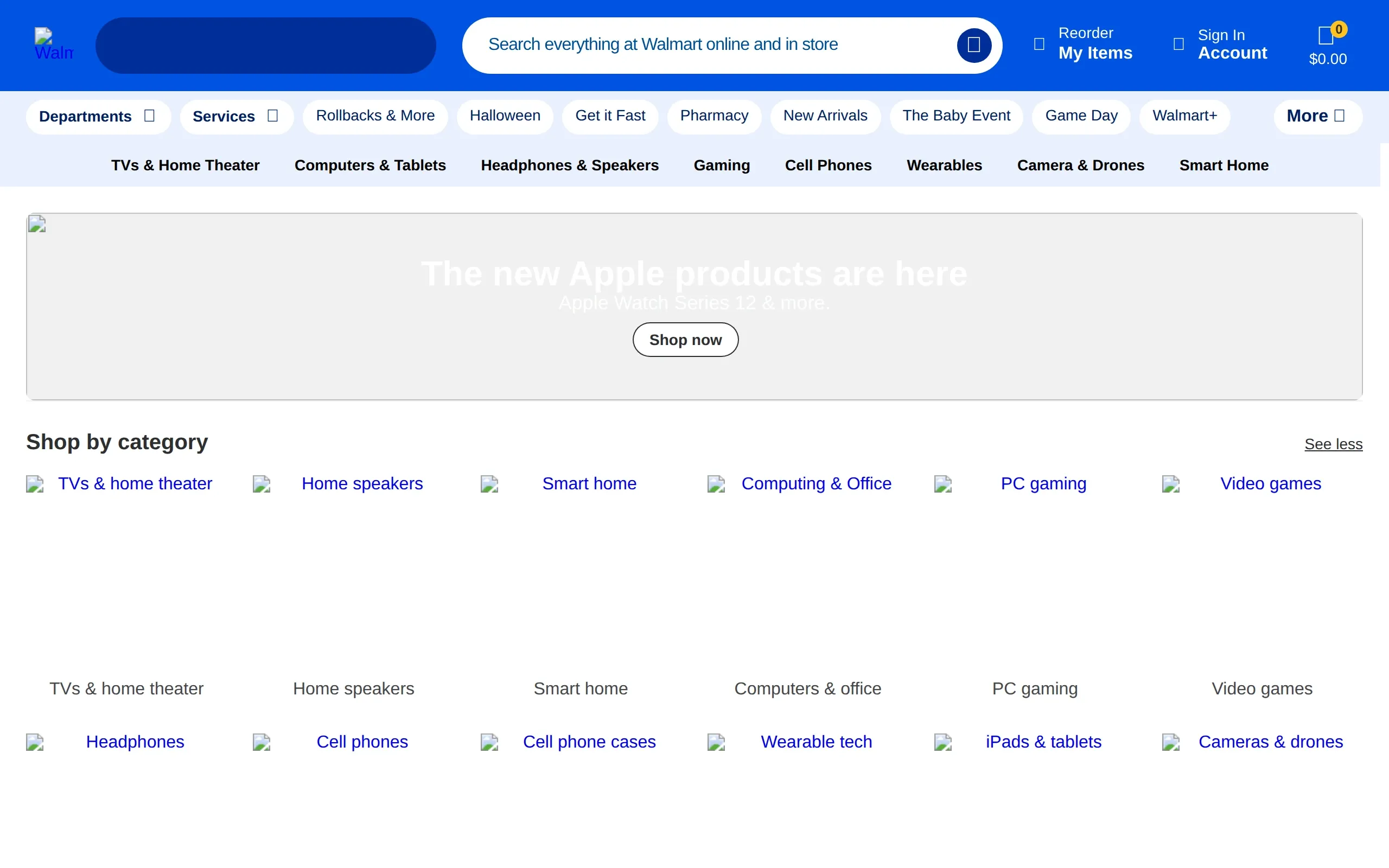 Walmart: Electronics, captured September 2026